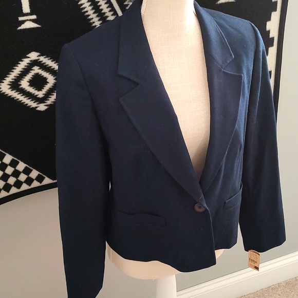 💙 Vintage NWT Pendleton Brand Women's Petite Virgin Wool Blazer, Navy, 12 - Picture 6 of 8